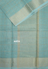 Pastel Sky Blue- Kushboo - Banarasi Kota Tissue Silk Zari Checks with Zari Border